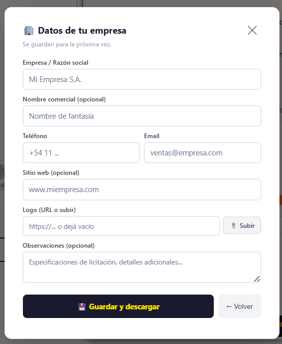 Cargás tus datos (una sola vez)