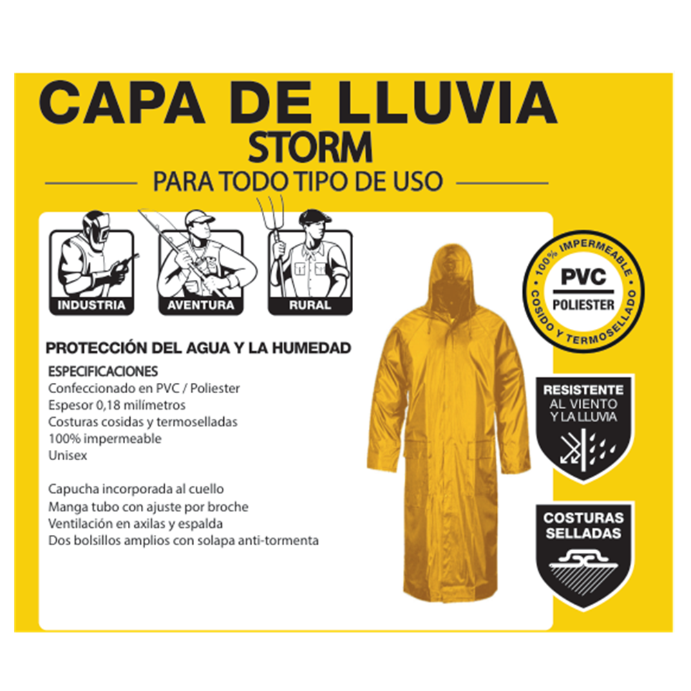 CAPA DE LLUVIA STORM, AMARILLA !! NUEVO MODELO !! - PAMPERO - Image 4