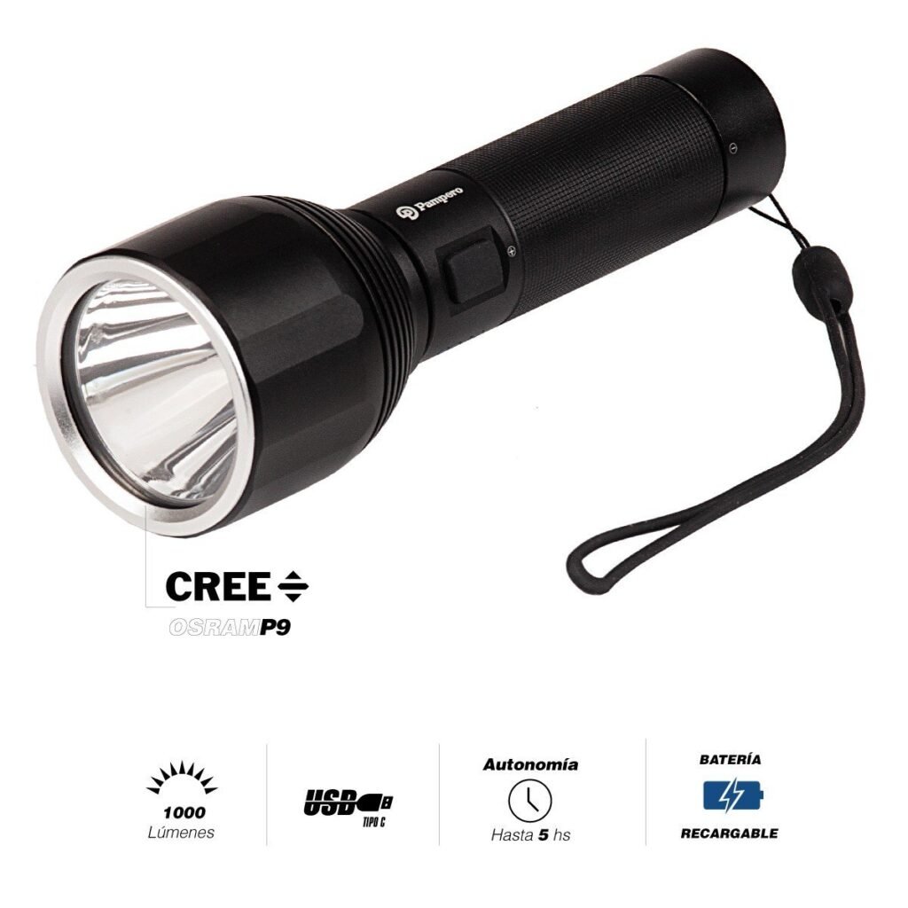 LINTERNA LED ALTA POTENCIA USB  – PAMPERO