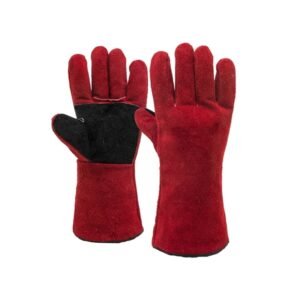 GUANTE CUERO SOLDADOR PREMIUM REFORZADO ROJO - COSTURA KEVLAR
