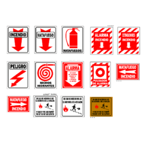 CARTEL SEÑAL - LINEA INCENDIO -ROJA Y BLANCA