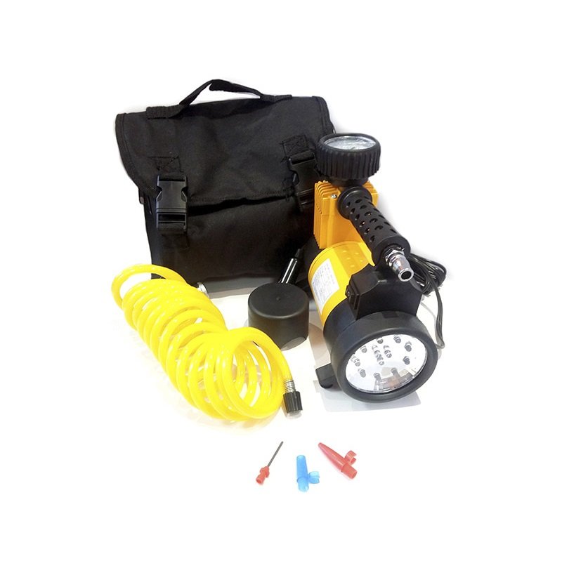 Mini Compresor de aire metalico REFORZADO, c/linterna