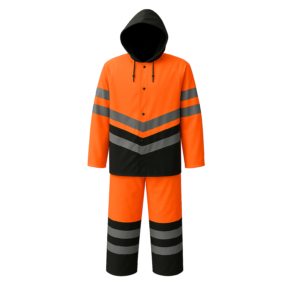 TRAJE DE LLUVIA VIAL STYLE - PU NARANJA / NEGRO C/REFLECTIVO PAMPERO