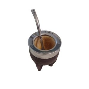MATE IMPERIAL CON BOMBILLA, CUERO Y VIROLA GRABADA - MARADONA