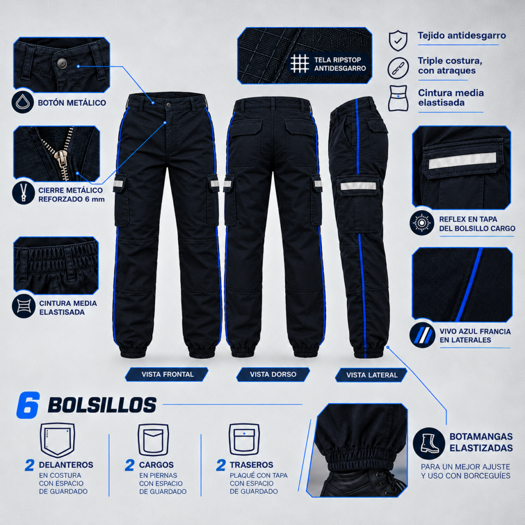 PANTALON TACTICO CARGO RIPSTOP COMBATE VIGILADOR